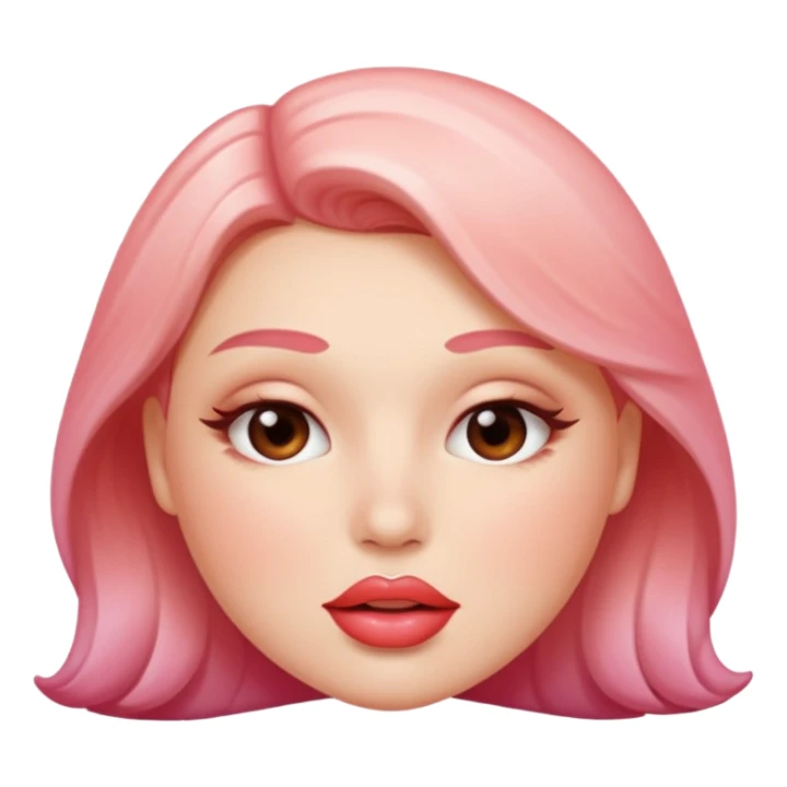 Glossy, plump lips biting the bottom lip, subtle shine on the top lip, soft blush gradient in the background for contrast. sticker
