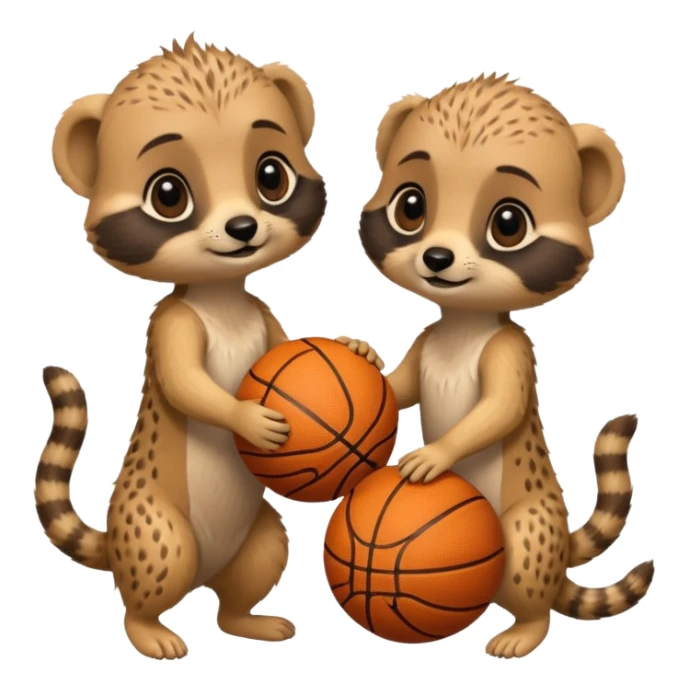 Baby meerkats playing basktball sticker