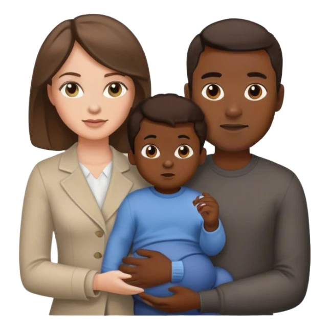 black man with white brunette woman and mixed baby boy  sticker