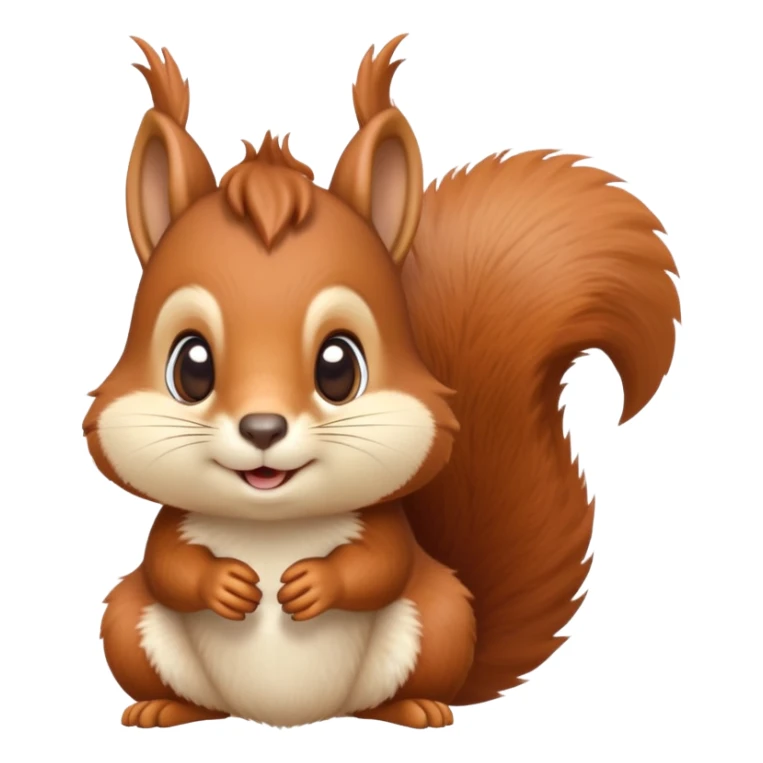 cinematic-cute-squirrel-portrait-emoji,-head-tilted-playfully-and-inquisitively,-featuring-a-fluffy,-vibrant-auburn-fur-with-a-delicate-cream-belly-and-a-bushy-tail,-round,-sparkling-eyes-filled-with-curious-mischief, sticker