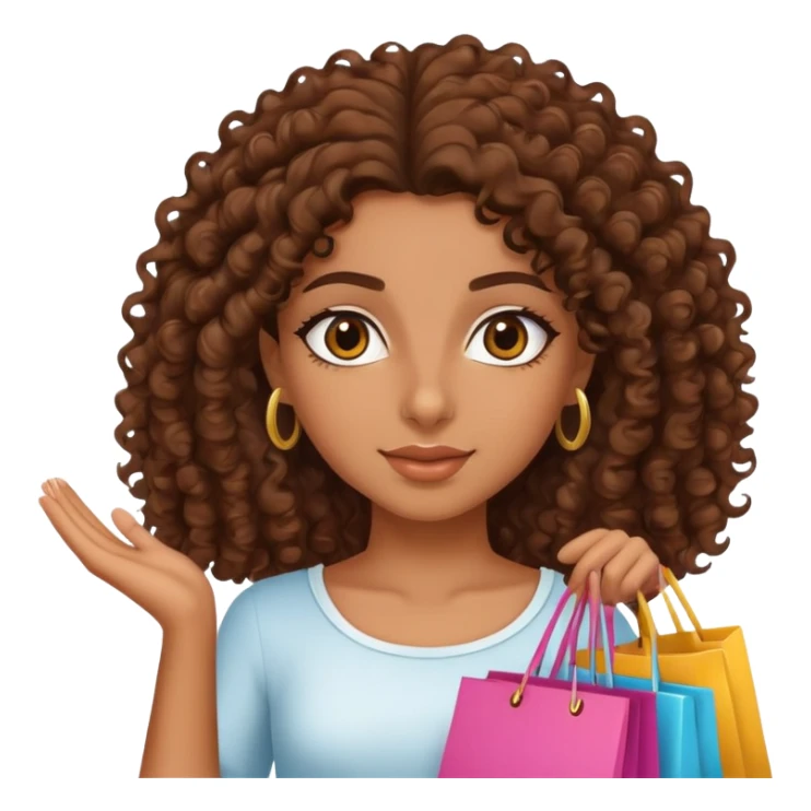 Brown Curly hair egyptian girl shopping sticker