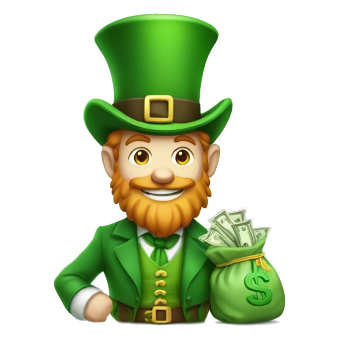 leprechaun with bag of money sticker