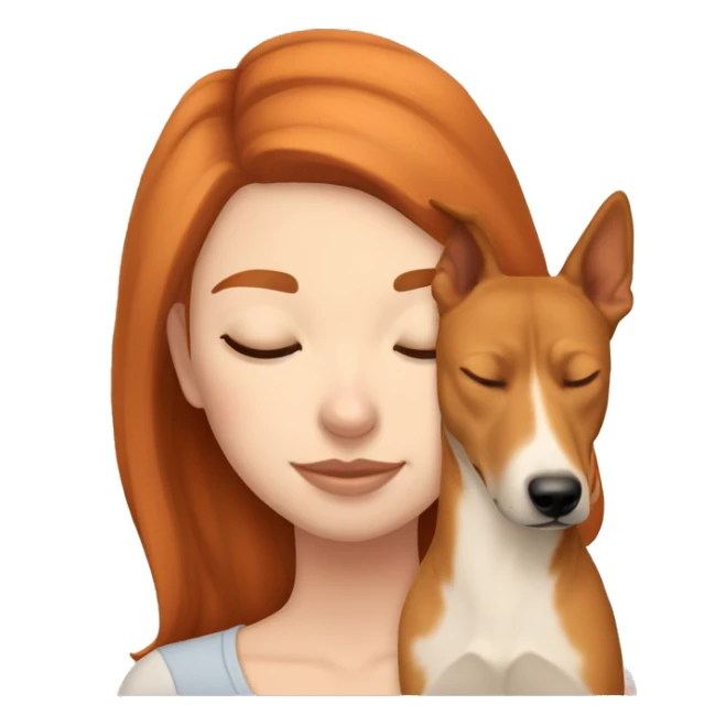 White girl auburn hair sleeping with Carolina dog sticker