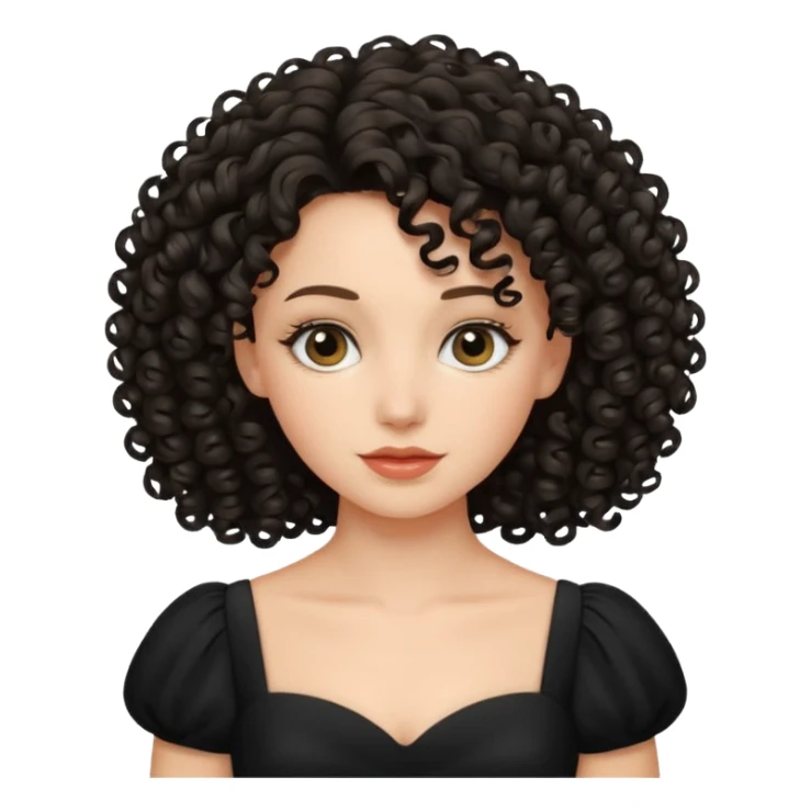 black dress curly hair sticker