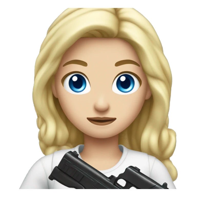 Blonde hair blue eyes girl holding gun  sticker