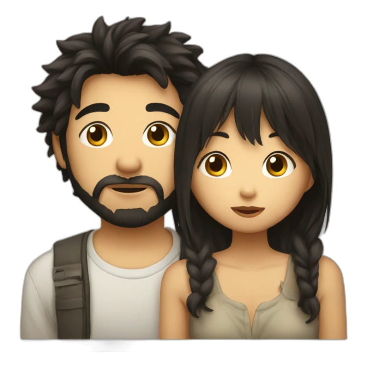 scruffy-boy-and-asian-gilr-kissing sticker