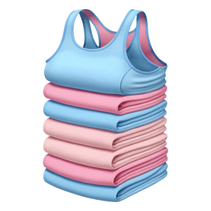 Multiple tank tops, one cream one baby blue one pink sticker