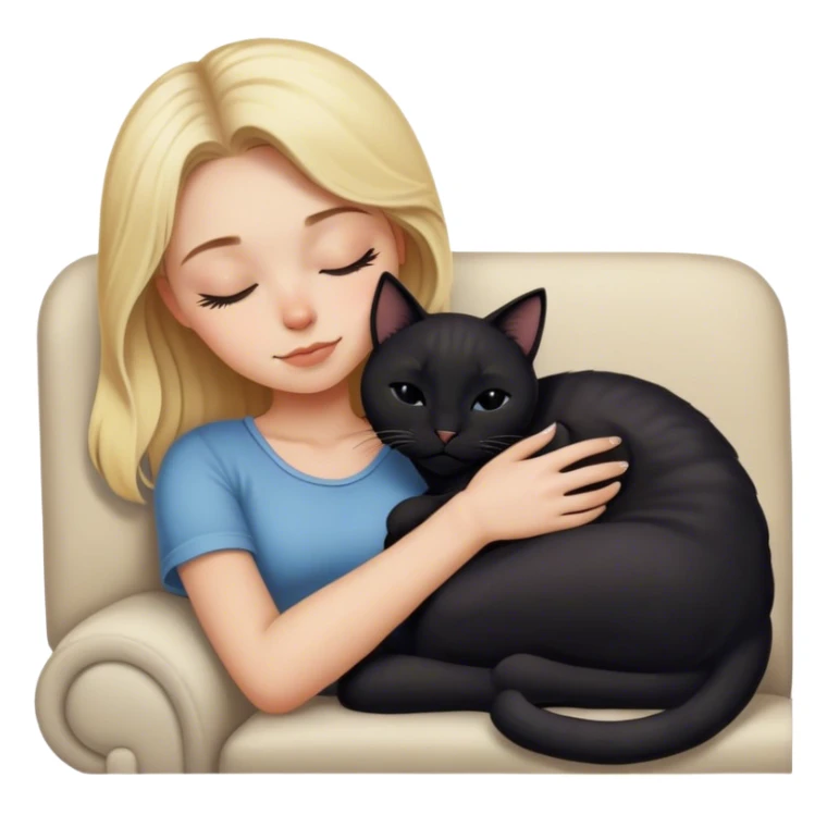 Black kitty sleeping on blonde white girl lap sticker