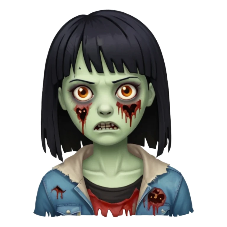 Zombie woman with black hair and bangs sticker