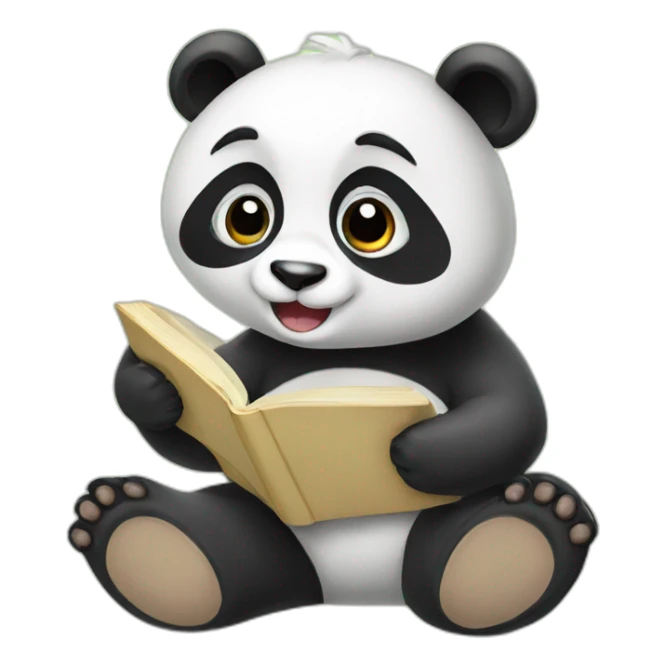cute panda reading a book and eating banboo sticker