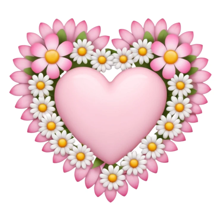 Emoji white heart with pink flowers sticker