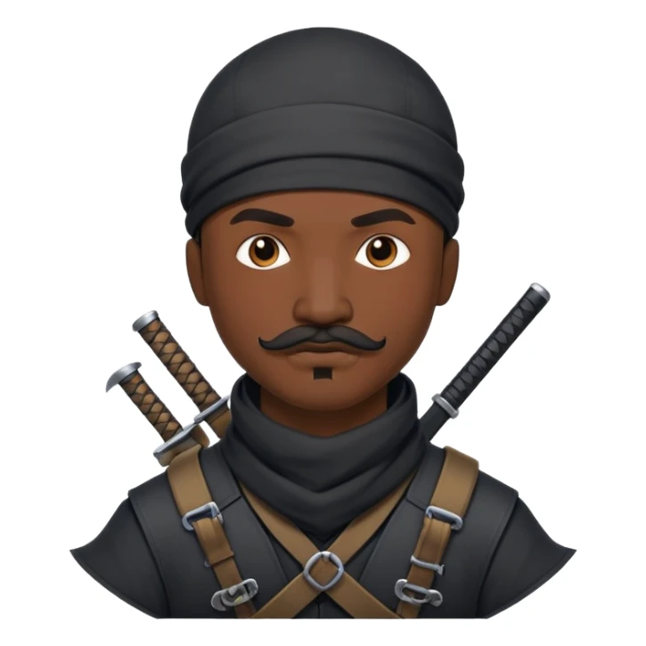 african-american web developer mustache mercenary black asymmetrical ninja hacker sticker