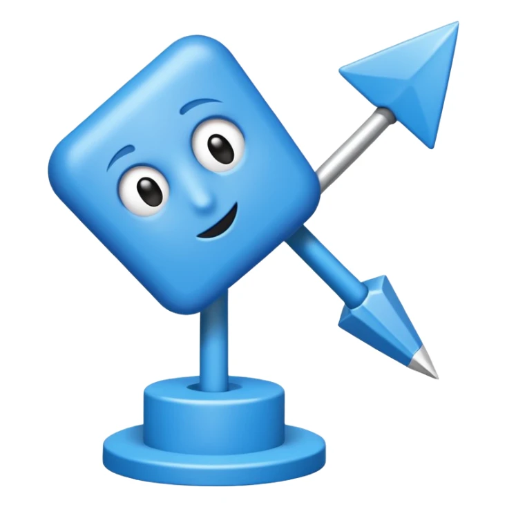 Un cuadrado azul con una flecha en medio sticker