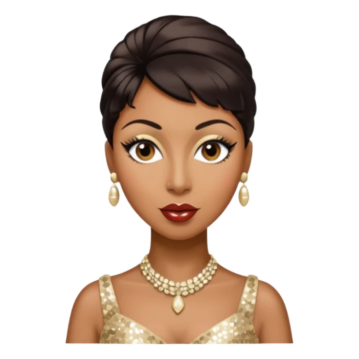 Josephine Baker with dark brown hair, cream sequin outfit sticker