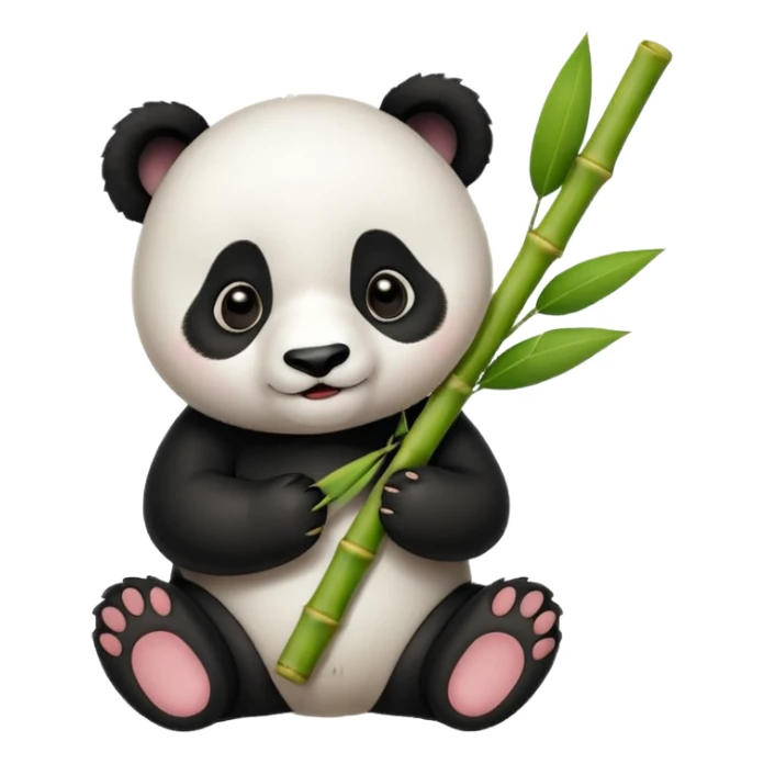 baby panda eating bamboo sticker