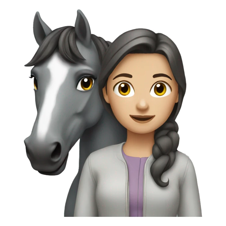 brunette girl and grey horse sticker