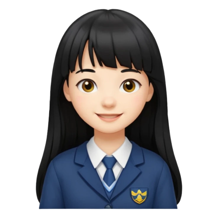 Girl with long hair and bangs and this cloths to school  sticker