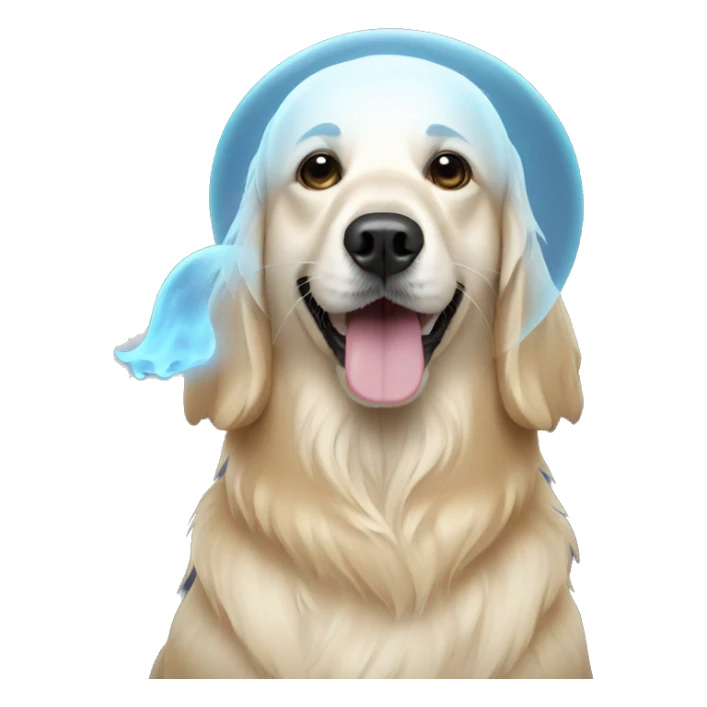 Golden retriever with ghost costume  sticker