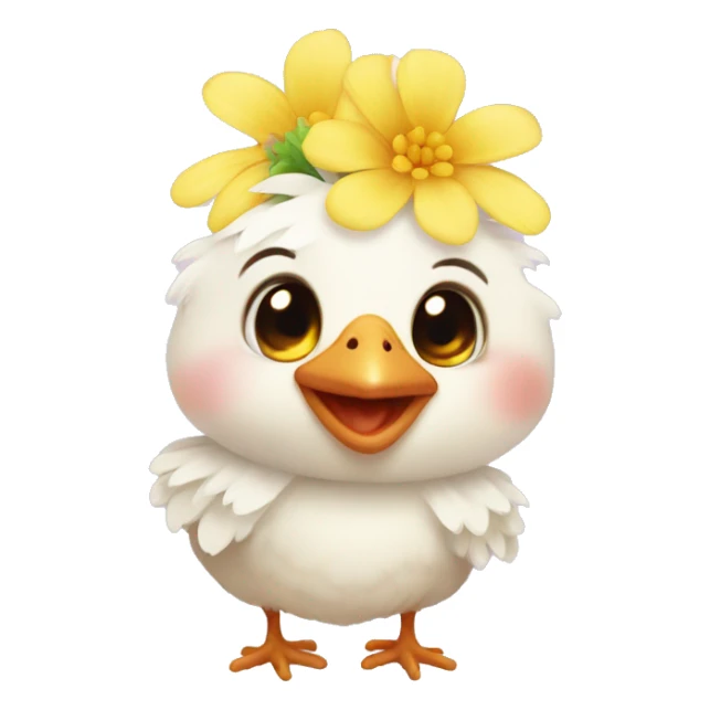 Cute small baby chicken with a flower on its head sticker