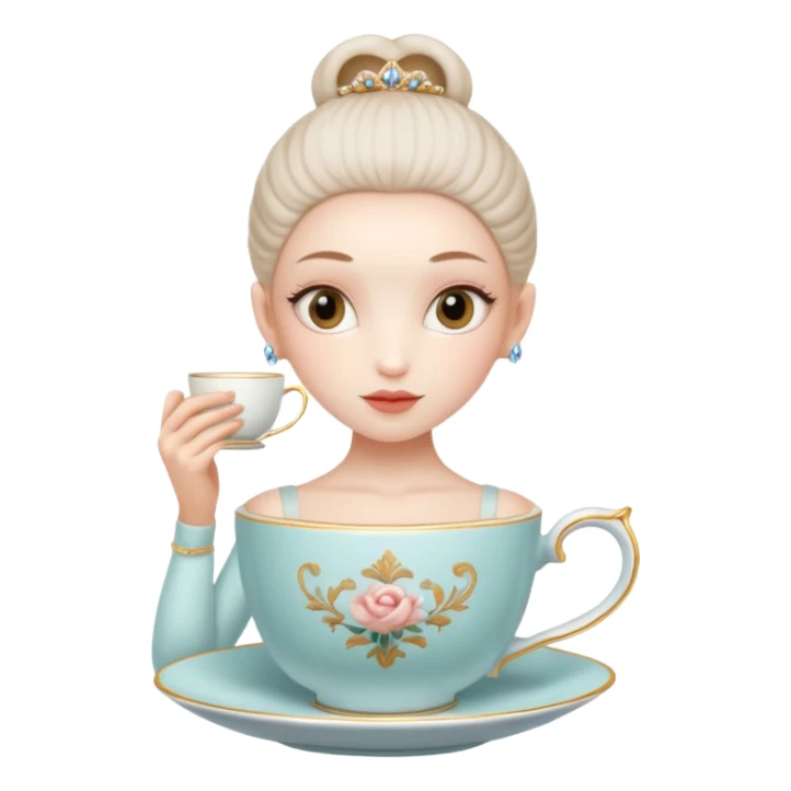 A ballerina but it’s head is a tea cup sticker