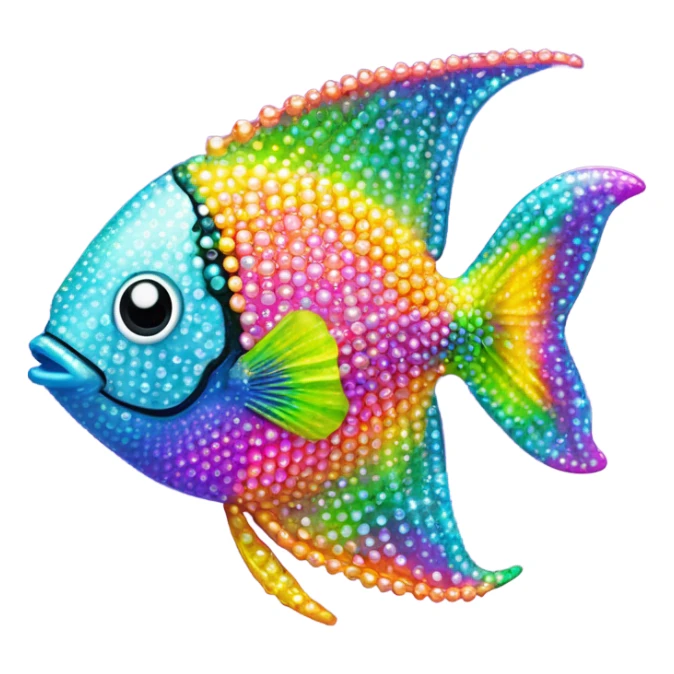Lisa frank sparkly rainbow angel fish with pearls sticker