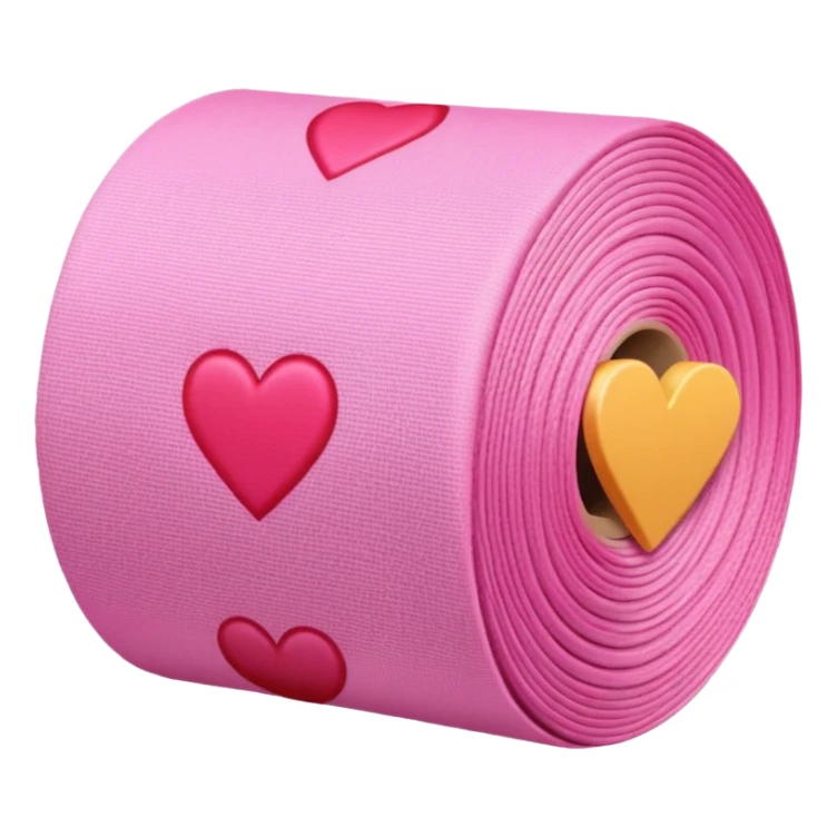 pink roll of fabric with heart pattern, smart fabric, high-tech textile sticker
