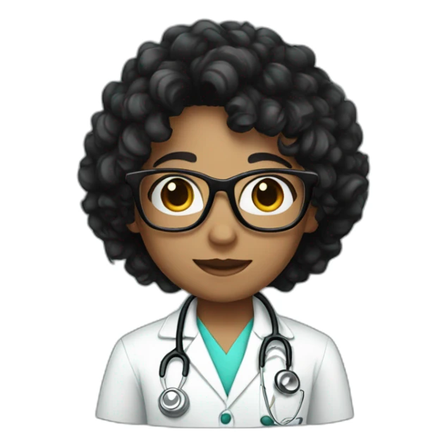 Cute doctor with black curly hair wearing glasses  sticker
