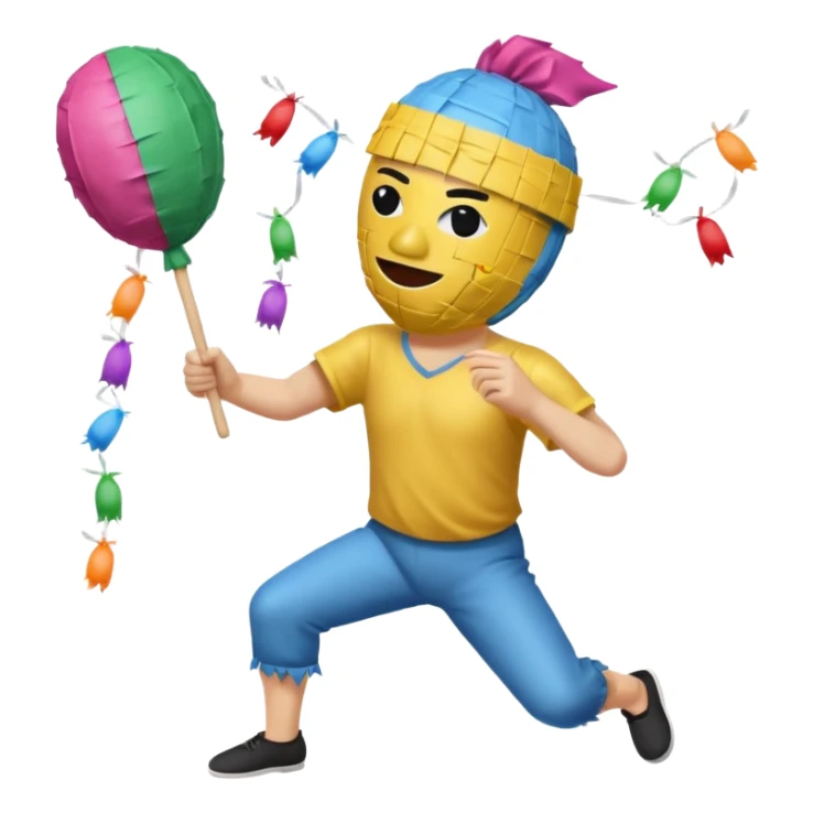 blindfolded person hitting a piñata emoji sticker
