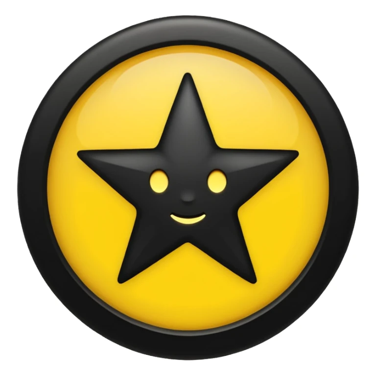 Full plain Black star in yellow circle ( snap star) sticker