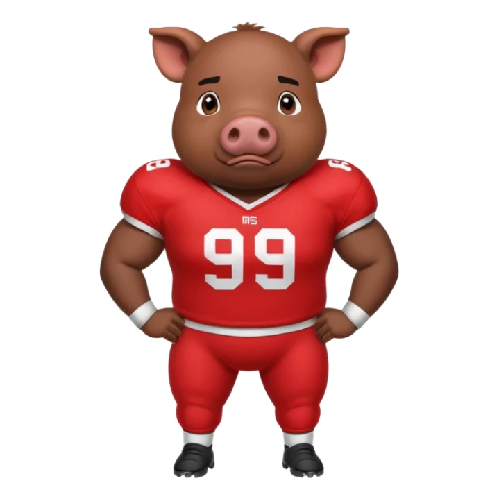 american football player pig with red jersey sticker