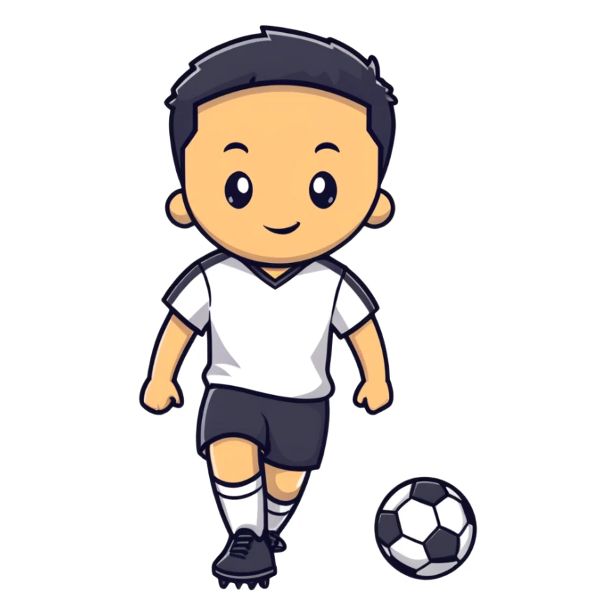 Boy with a soccer ball, holding it or playing with it sticker