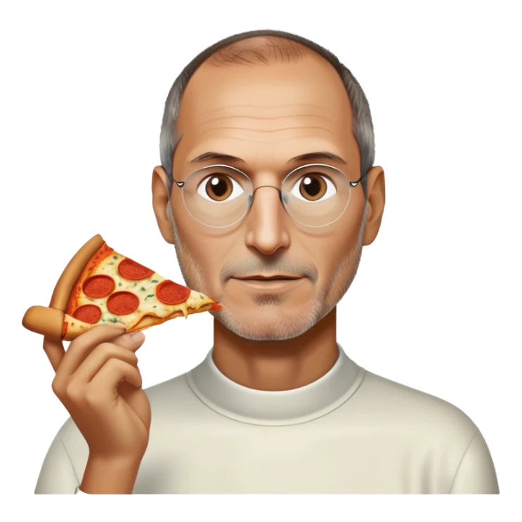 Steve Jobs eating pizza sticker