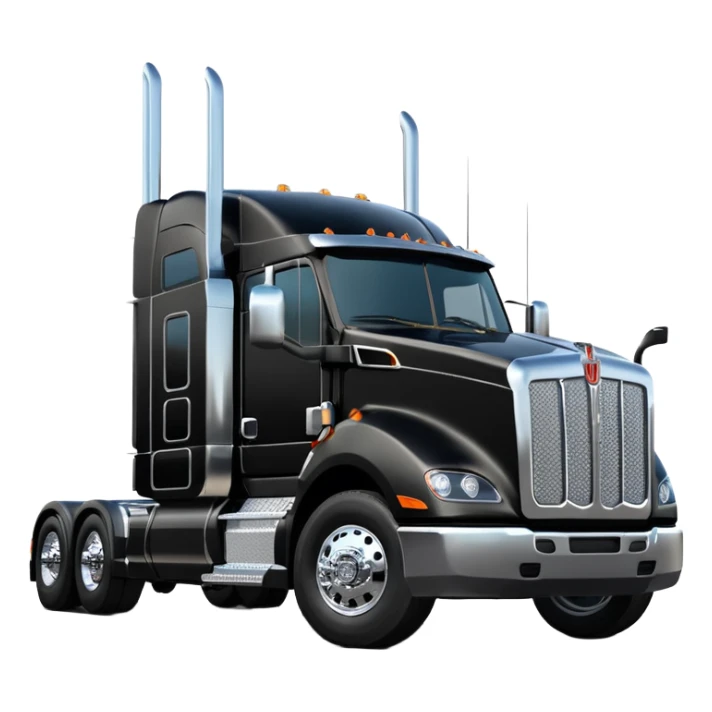 2026 Black Kenworth T680 Flat Top Semi Sleeper extended cab with stacks make realistic sticker