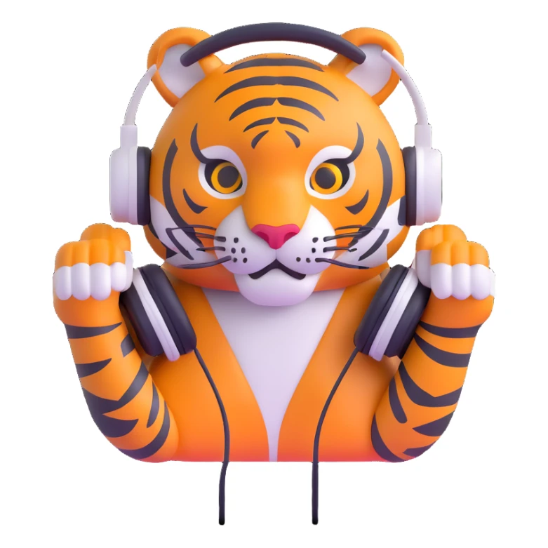 minimalist tiger wearing headphones sticker