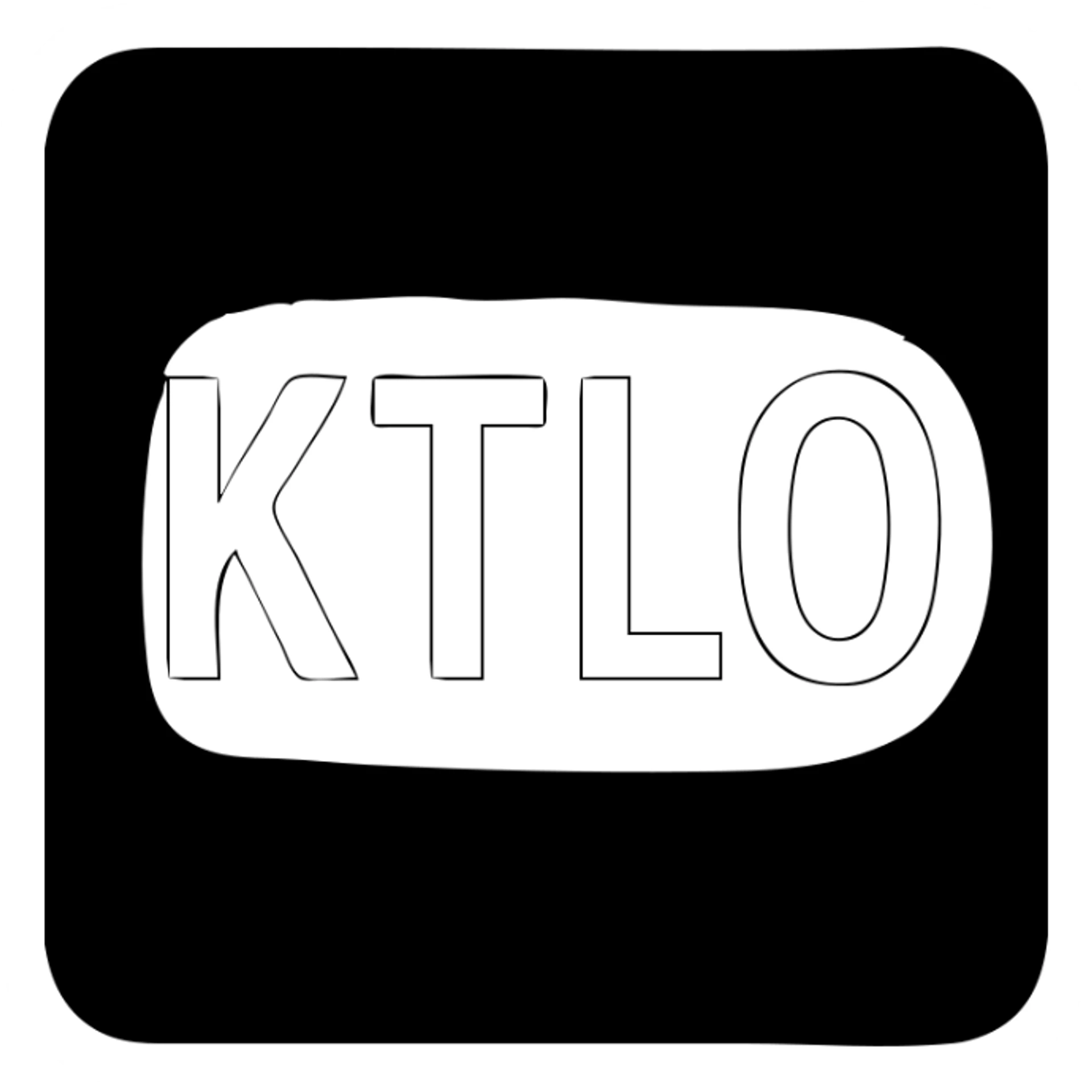 solid color square with KTLO letters, clean professional look, no border sticker