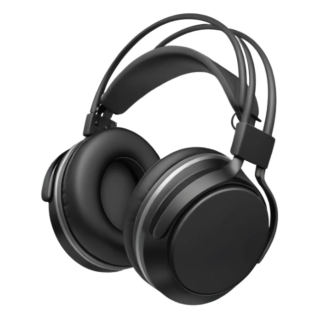 Sleek black over-ear headphones with subtle gray accents sticker