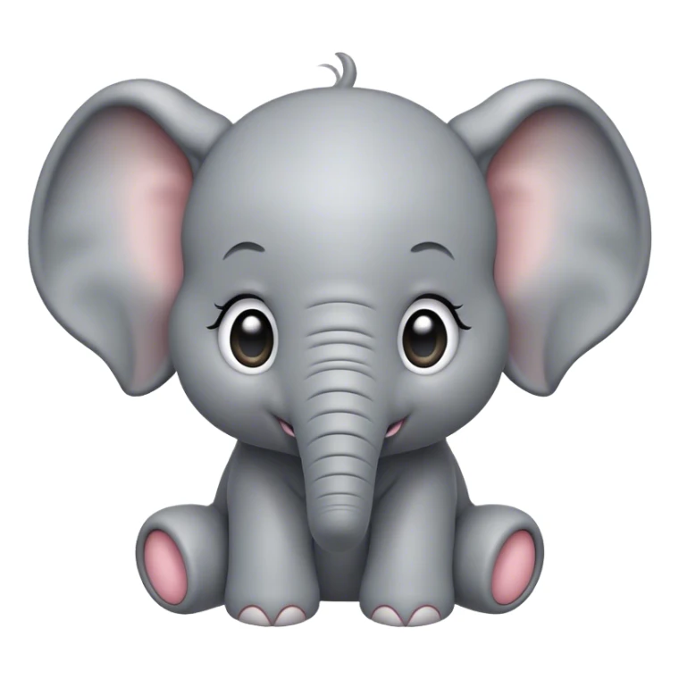 Cinematic Comical Baby Elephant Portrait Emoji, Head tilted dramatically with an exaggeratedly amused expression, featuring a striking soft gray hide with oversized, quirky ears and wide, expressive eyes full of playful disbelief, Simplified yet hilariously expressive features, highly detailed, glowing with a slightly sassy glow, high shine, dramatic yet playful, stylized with an air of cheeky mischief, bright and endearing, soft glowing outline, capturing the essence of a spirited and over-the-top baby elephant, so meme-worthy it feels like it could trumpet its way into internet fame instantly! sticker