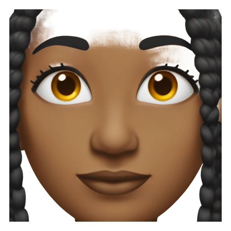 black woman with long black straight braids and lashes sticker