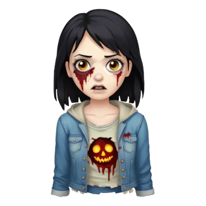 Uma mulher zombie de cabelo preto médio e olho castanho sticker