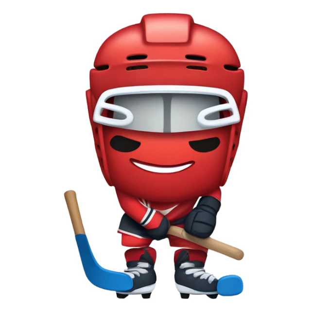 a red slushie playing hockey sticker