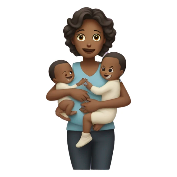 Mom holding two baby boys sticker