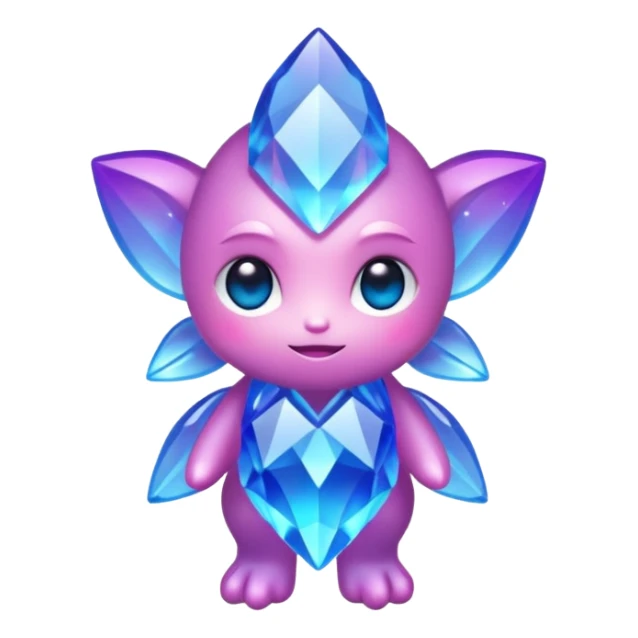 kawaii chibi style crystal sprite creature that is purple, blue, and pink  sticker