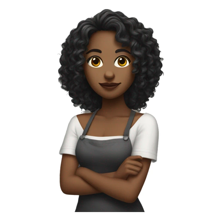 A Black Curry Haie Girl with shoulder lang curly hair  sticker