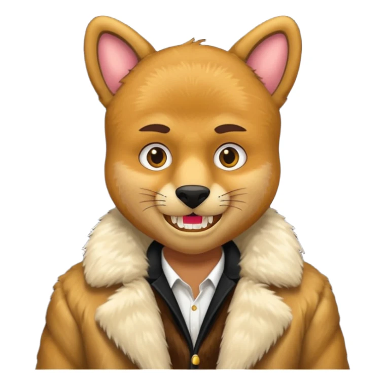 ganster with fur coat and gold teeth sticker