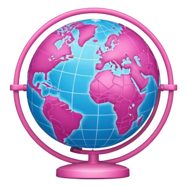 world globe with connected network in pink and light pink colors sticker