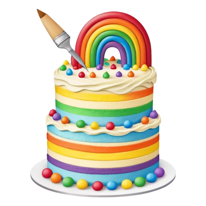 artist painting rainbow birthday cake  sticker