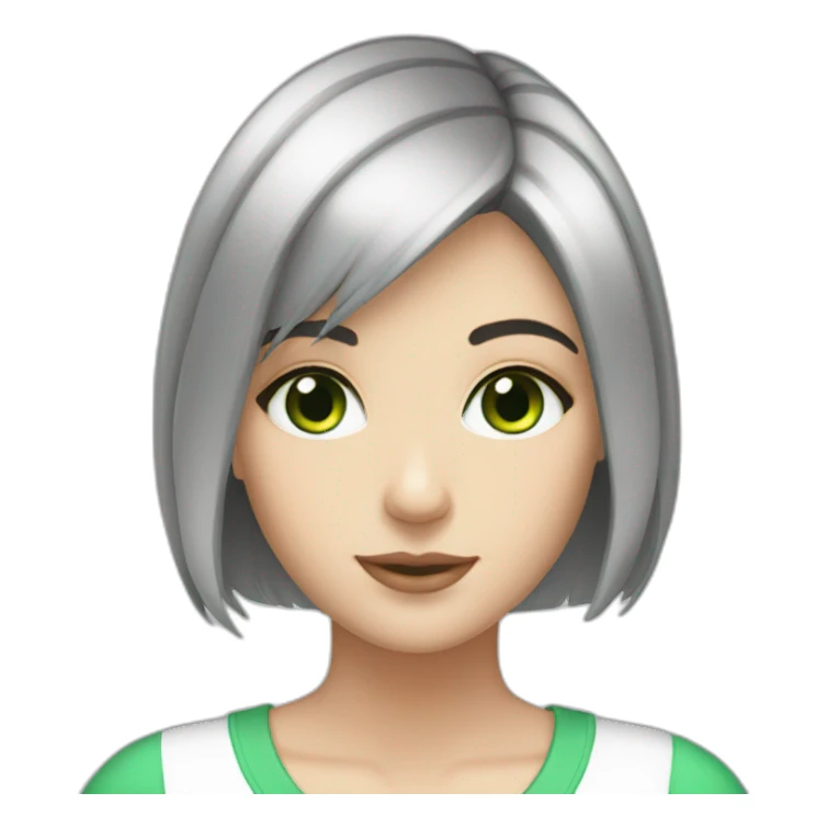 white girl short black hair green eyes sticker