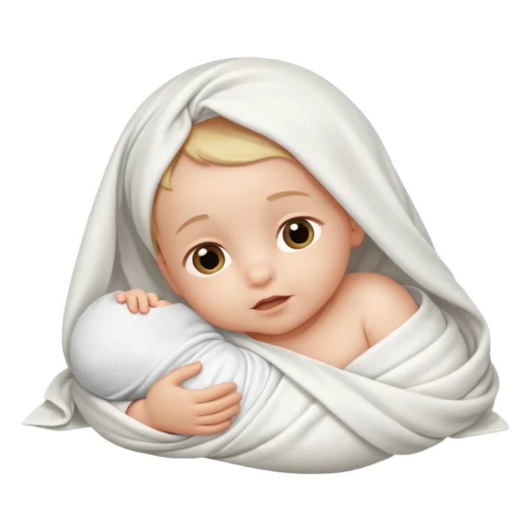 baby im Tuch eingewickelt. neugeborenes. seitlich liegend. sticker