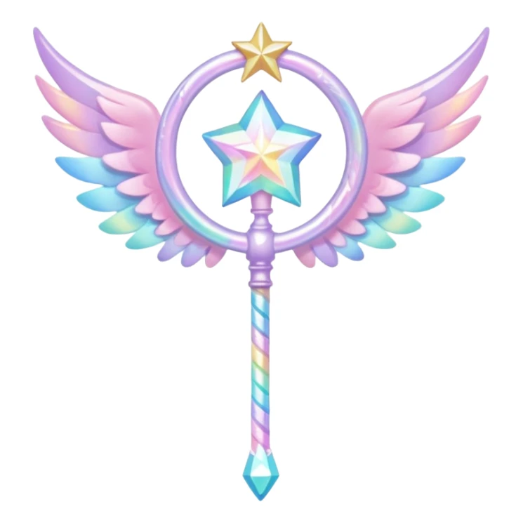 Kawaii decora cutecore starlight staff with wings sticker