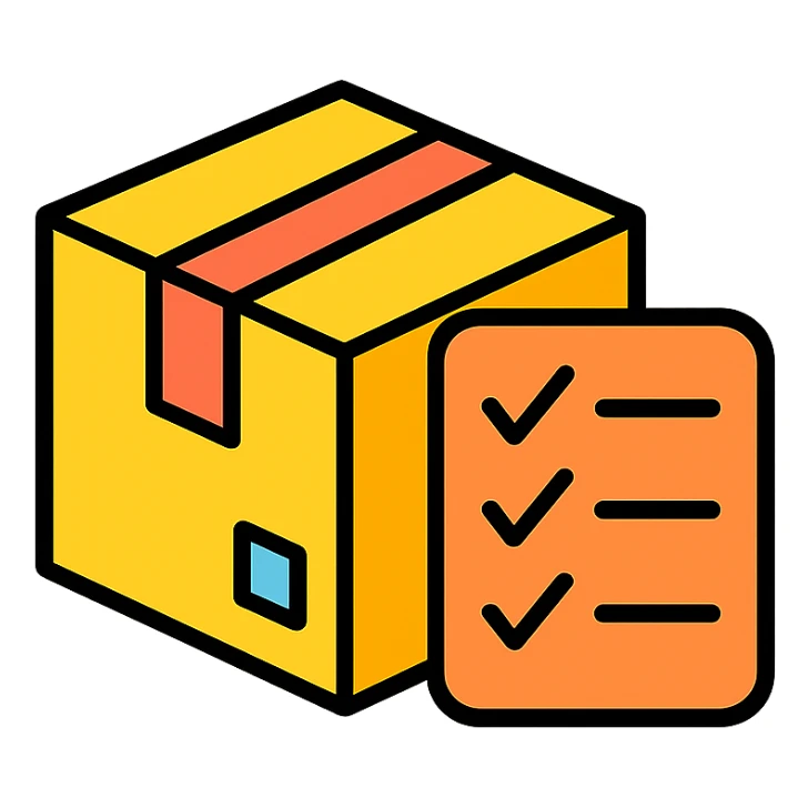 icon of a shipping box with a checklist sticker